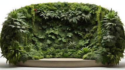 Concrete podium in tropical forest for product presentation and green wall.3d rendering genereative by ai..
