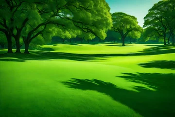 Photo sur Plexiglas Vert-citron landscape with trees and water