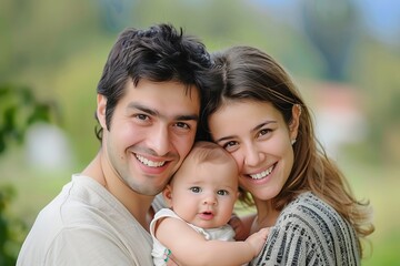 Fototapeta premium Happy family portrait with a baby