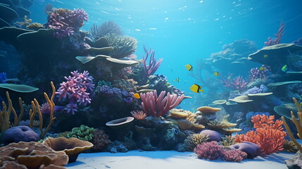 Fototapeta na wymiar Beautiful coral reef and colorful tropical fish. Tropical Fish on a coral reef