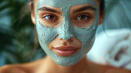 Woman With Face Mask Looking at Camera