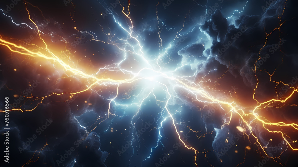 Canvas Prints energy lightning collision powerful illustration explosion background