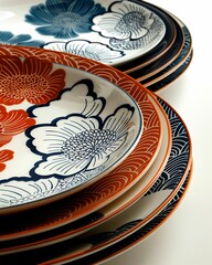 A series of elegant plates showcasing the culinary heritage of various cultures from traditional to modern