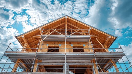 Obraz premium New dwelling framed by scaffold