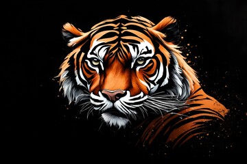 tiger on a black
