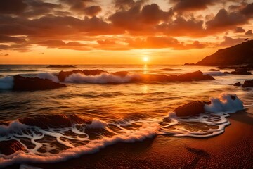 Fototapeta na wymiar sunset on each the sea water looking soo beutiful