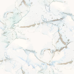 Foil Water Color Marble. Metal Alcohol Ink Watercolor. Green Marble Background. Blue Abstract Watercolor. Vector Seamless Pattern. Luxury Alcohol Ink Marble. Luxury Seamless Template. Gold Art Paint.