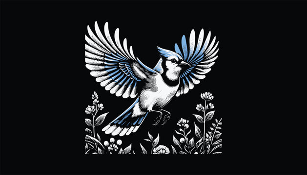 blue bird with wings, blue Jay design, blue bird design, blue Jay flying logo design 