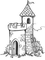 The old tower, image for coloring pages for girls