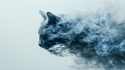 cat animal with amazing white smoke effect	
