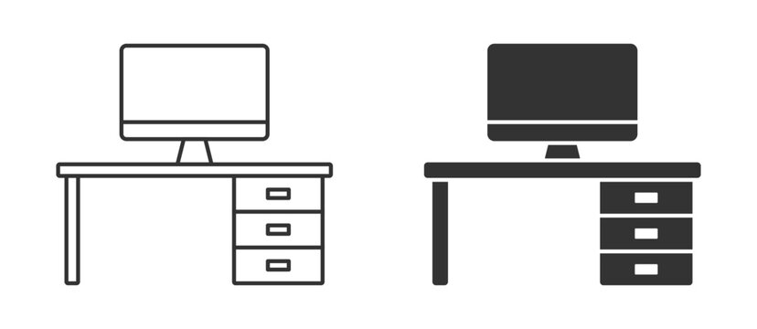 Office workspace desk icon. Vector illustration