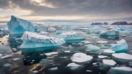 melting ice in the arctic sea
