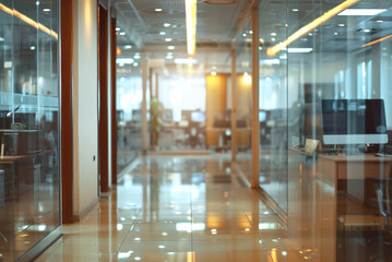 Interior of a modern office. Part of the image blurred.