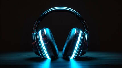 headphones on blue background