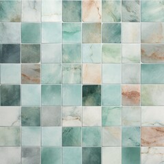 Mint marble tile colors stone look, in the style of mosaic pop art