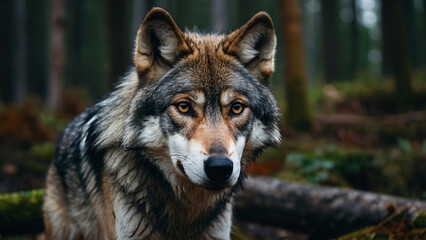 wolf with nature background