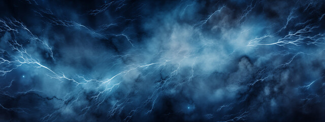 Ethereal Blue Cloudscape with Lightning Bolts