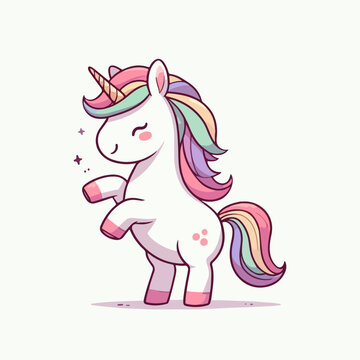 cute cartoon smiling unicorn vector illustration