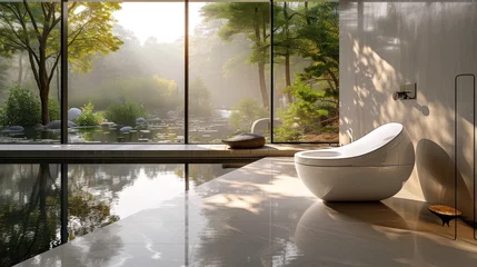 Fotobehang White clean innovation comfortable flush toilet © KRIS