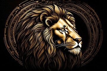 lion head on black