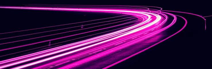 Papier Peint photo Autoroute dans la nuit violet car lights at night. long exposure