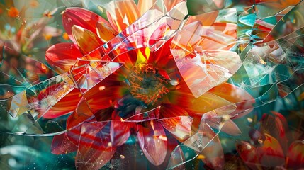 Blooming in Pieces Superimpose shattered glass - obrazy, fototapety, plakaty