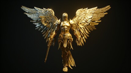a golden statue of an angel - obrazy, fototapety, plakaty