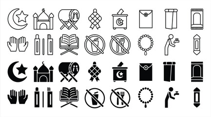Set of Ramadan Icon Vector Illustration