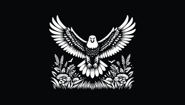 angel, floral, leaves design logo 