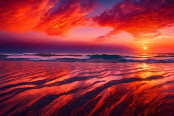 Rolgordijnen sunset on the beach © Adeel