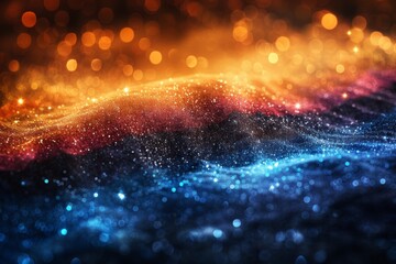 black background with Armenia flag colors in glitter and bokeh 