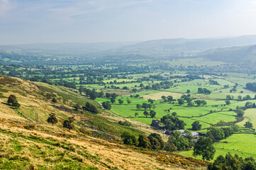 View of the Edale valley in Peak District National Park, Derbyshire, England, United Kingdom, UK