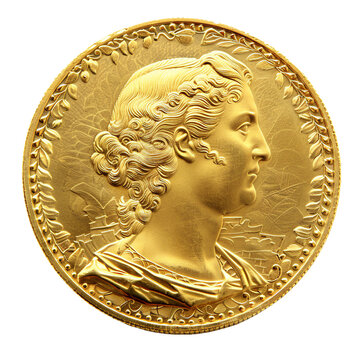 Gold coin, transparent background, isolated image, generative AI
