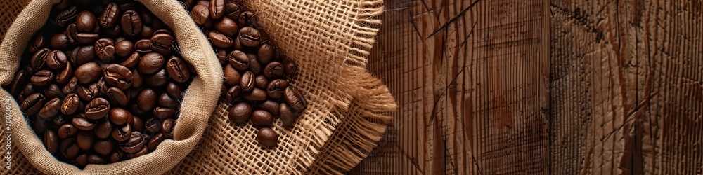 Wall mural coffee beans in a hessian sack