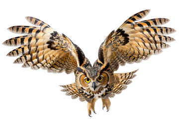 Fototapeta premium owl isolated on white background Real daytime first person perspective