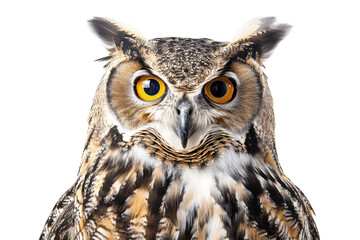 Obraz premium owl isolated on white background Real daytime first person perspective