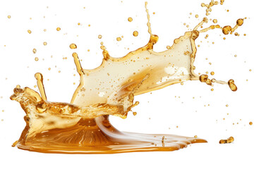 
Luscious and golden single splash of honey suspended mid air,