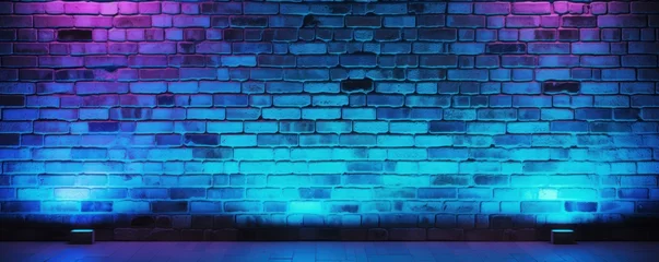 Küchenrückwand glas motiv Neon lighting in a brick wall © Zickert