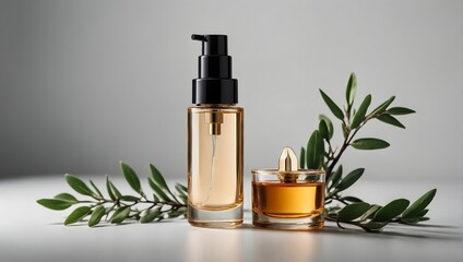 mock-up of cosmetics bottle with dispenser for essential oil or perfume