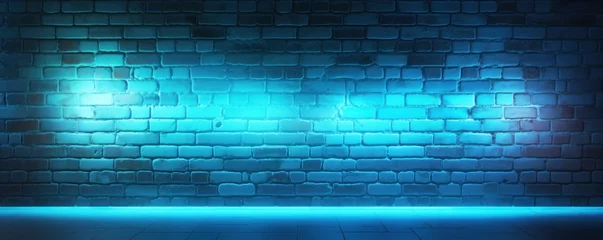 Rolgordijnen Neon lighting in a brick wall © Zickert