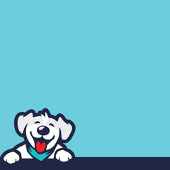 cute dog and mascot logo on blue background