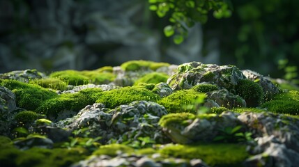 moss background on rocks