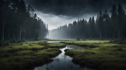 Marshland in the deep forest 