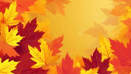 Naklejka na ściany i meble autumn background with yellow and red leafs autumnal background good for advertising or banners generative