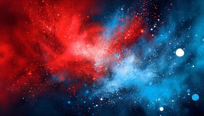 red and blue cosmic dust 4th july abstraction - obrazy, fototapety, plakaty