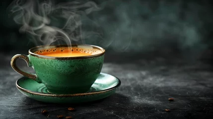 Foto op Plexiglas cup of coffee on a dark background © Maru_sua