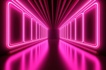 Pink neon tunnel entrance path design seamless tunnel lighting neon linear strip background