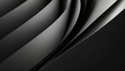 Foto op Aluminium 3d style black background with geometric layers abstract dark futuristic wallpaper elegant glossy stripes backdrop geometrical template design for poster brochure presentation website © Wayne