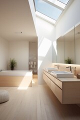 Fototapeta na wymiar Airy and light minimalist bathroom design AI generated illustration