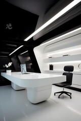 Black and white minimalist office space design  AI generated illustration